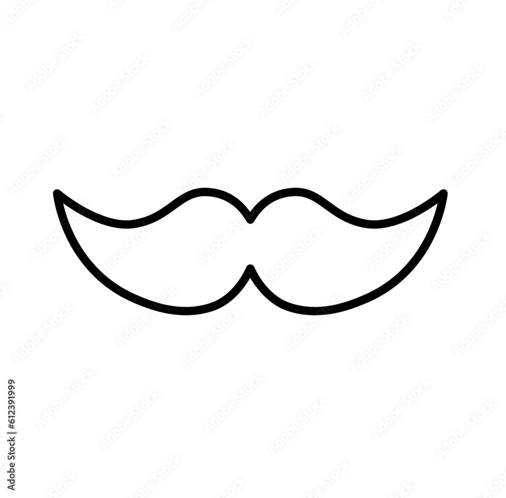 Obraz premium Cute mustache beard outline icon