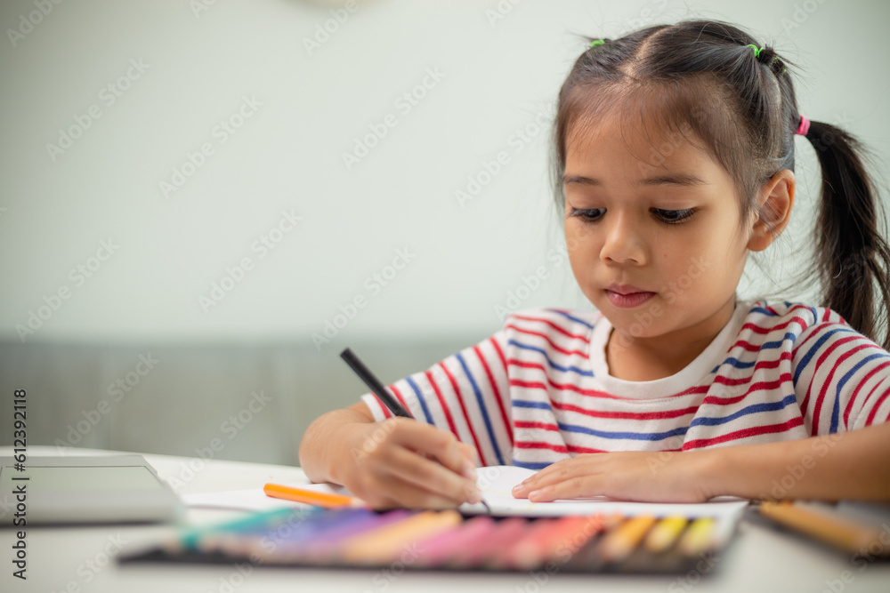 Asian child students back to school doing homework to learn new ideas think. Education concept. Asian child students back to school doing homework to learn new ideas think. Education concept.