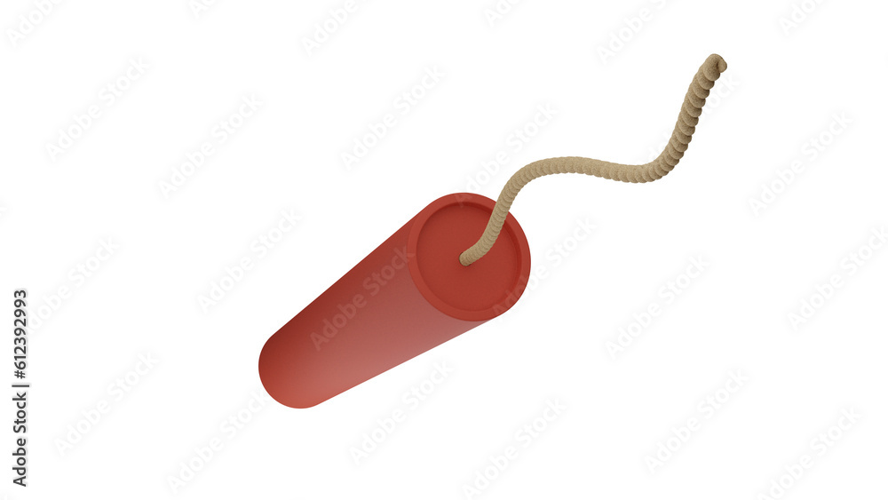 Red dynamite stick with long wick isolated on transparent and white background. TNT concept. 3D render Red dynamite stick with long wick isolated on transparent and white background. TNT concept. 3D render