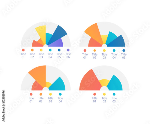 Billede på lærred Semi circle pie infographic chart design template set