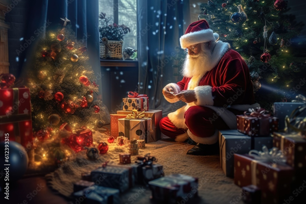 santa claus with christmas presents - Illustration created with Generative ai santa claus with christmas presents - Illustration created with Generative ai