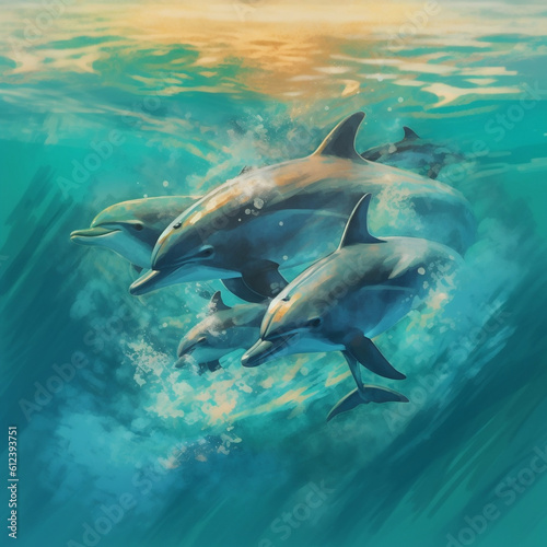 Le ballet des dauphins : Grâce et harmonie dans les eaux bleues © Tho