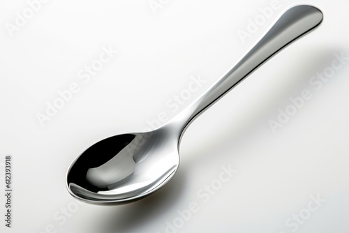 Silver Soup Ladle. Close-Up of Metal Ladle for Kitchen Utensils and Tools in Preparing Delicious Soup, Isolated on White Background: Generative AI