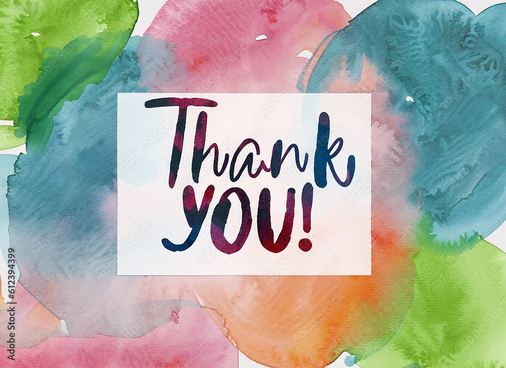 Thank you banner watercolor background Stock Illustration | Adobe Stock