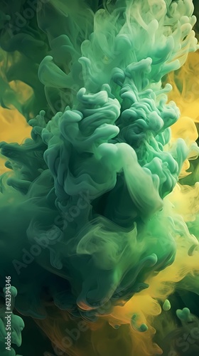 Abstract Background of colorful pastel ink smoke cloud in water AI Generative Image