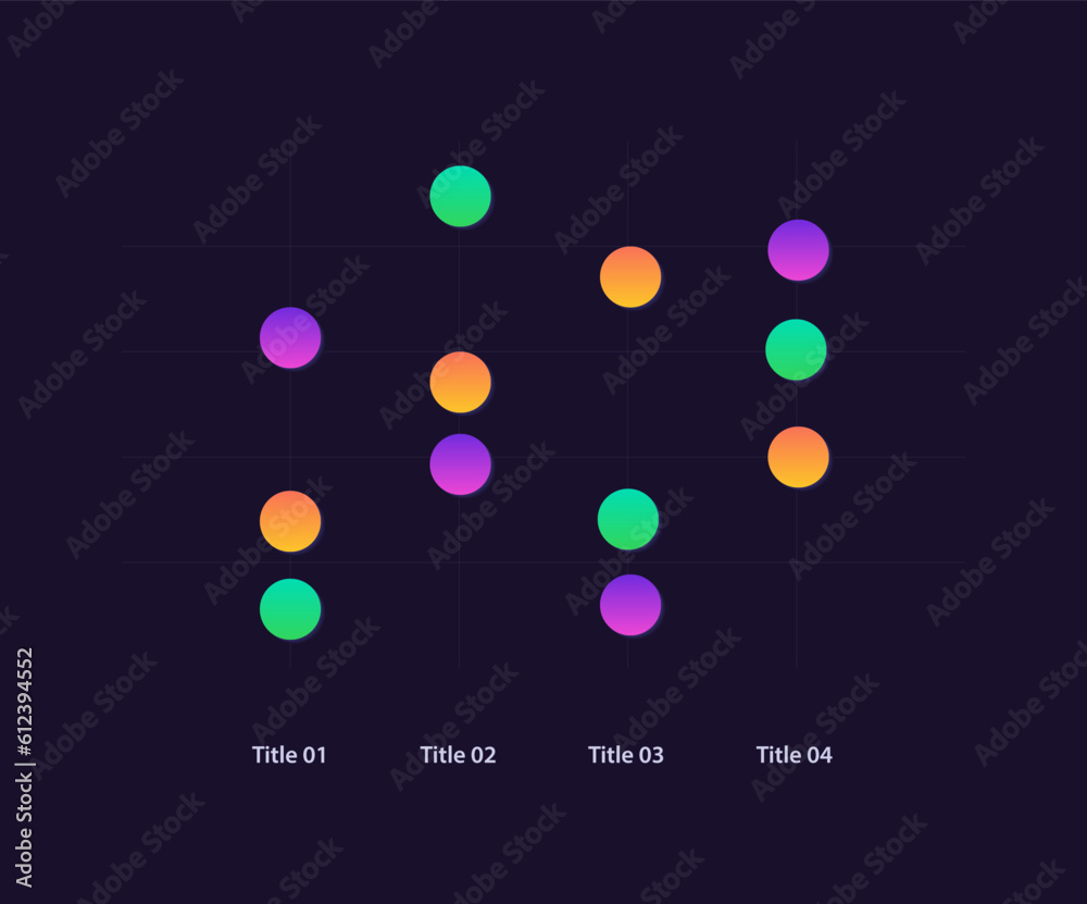 Scatter plot infographic chart design template for dark theme. Trend ...