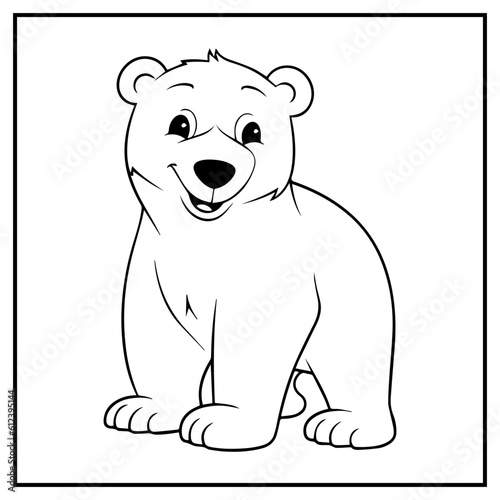 Cute polar bear Coloring Book Page Cartoon Ilustration