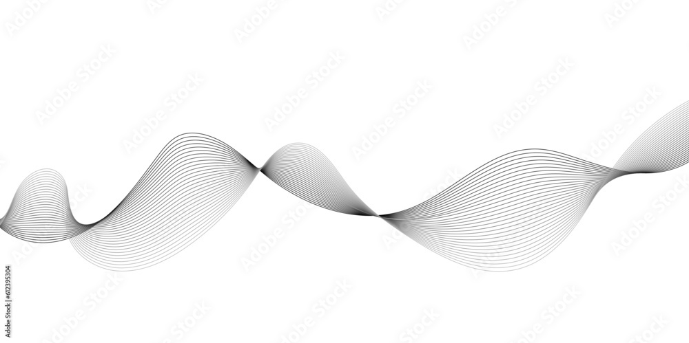 Fototapeta premium Abstract grey smooth element wavy modern curve lines on transparent background. Digital frequency track equalizer. Abstract frequency sound wave lines, twisted curve lines and technology background.