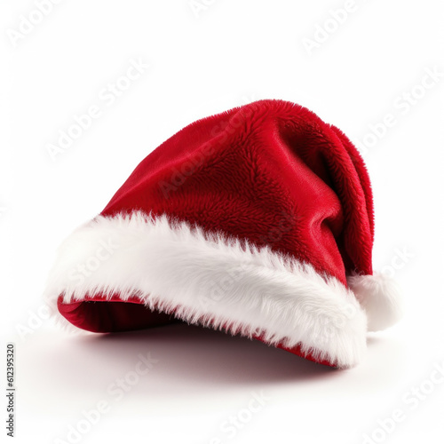 Santa Claus Red Hat Isolated. Illustration AI Generative.