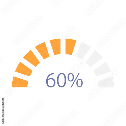 Semi circle donut infographic chart design template. Capacity level. Project development. Editable arch infochart with percentage rate. Visual data presentation. Myriad Pro-Bold, Regular fonts used