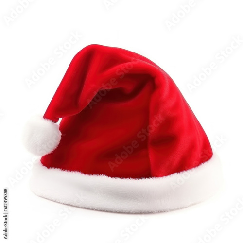 Santa Claus Red Hat Isolated. Illustration AI Generative.