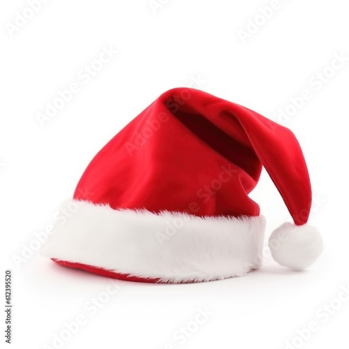 Santa Claus Red Hat Isolated. Illustration AI Generative.