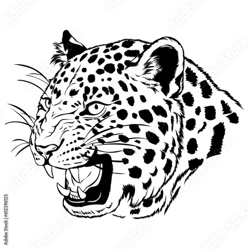 leopard head isolated on white tattoo 