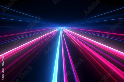 Blue and pink neon speed line background, Generative AI