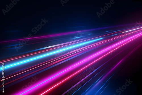Blue and pink neon speed line background, Generative AI