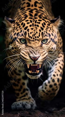 Wild life illustration of a crazy angry jaguar © super