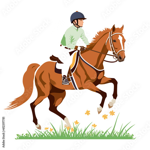 horse racing jockeys riding illustration