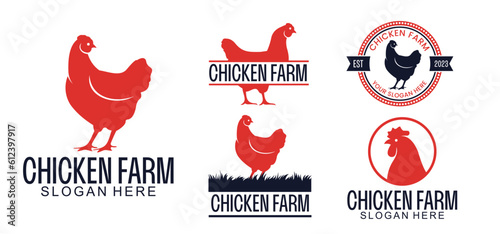 minimalist chicken farm vector suitable for company logos