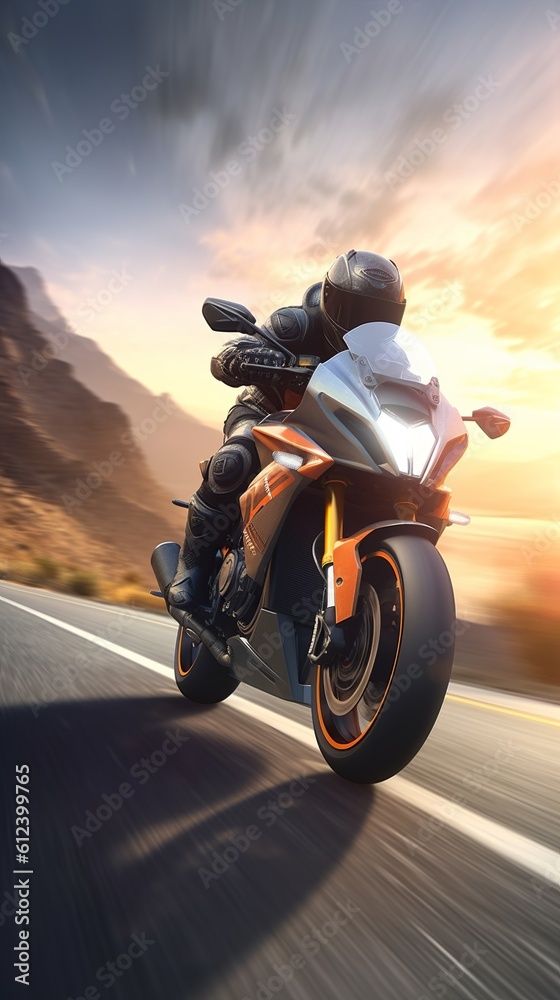 Thrilling Motorbike Ride on Asphalt: Speed and Adventure Thrilling Motorbike Ride on Asphalt: Speed and Adventure