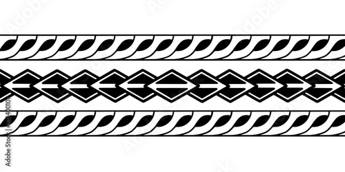 Polynesian border tattoo design.  Pattern aboriginal samoan. Black and white texture, isolated vector.