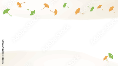 紅葉　イチョウの落ち葉の背景イラストフレーム