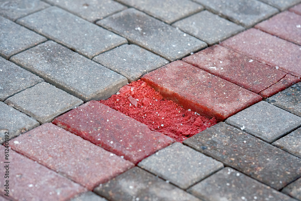 Damaged Paving Slab Dangerous Pedestrian Walkway Destroyed Red Paving damaged-paving-slab-dangerous-pedestrian-walkway-destroyed-red-paving