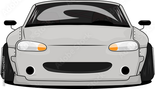 grey low jdm car with widebody kit miata nb