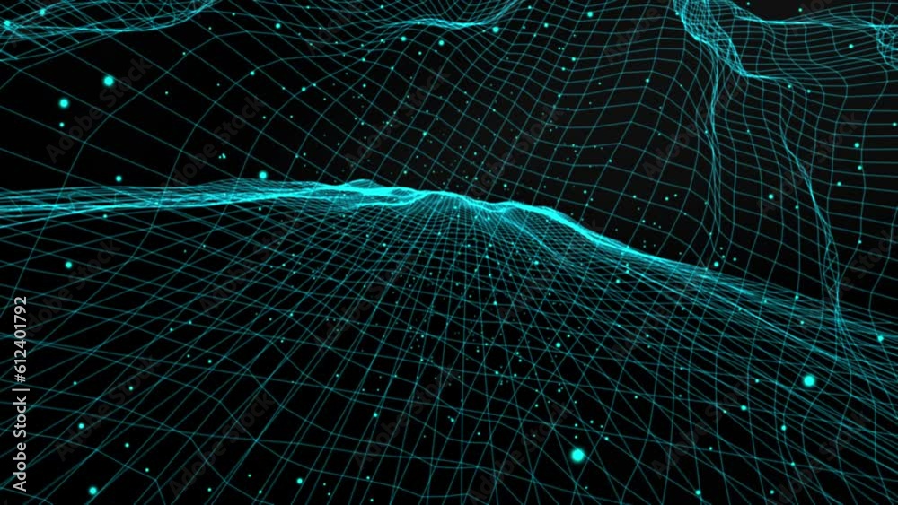 Blue Geometric structure grid in three dimension space 4k animation 