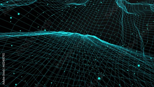 Blue Geometric structure grid in three dimension space 4k animation 