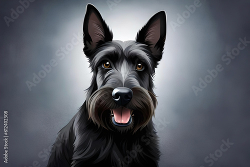 Scottish Terrier on gray background