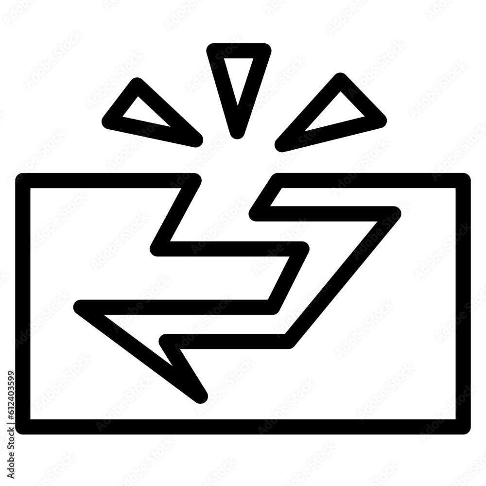 earthquake, ground shift, damaged house, earthquake disaster icon