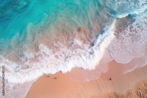 Ocean Waves on the Beach: Aerial Top Down View