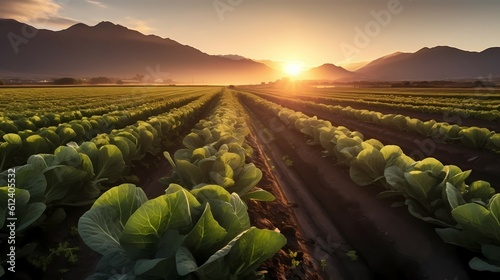 extensive field grown with lettuce. Generative AI