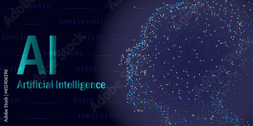 AI landing page design with artificial intelligence, high-tech blockchain set, neural network. vector image