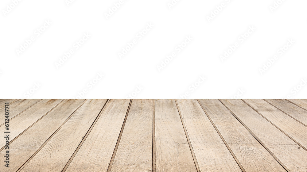 Wood table isolate on white background, wood floor - Can used for display or montage or mock up your products. Wood table isolate on white background, wood floor - Can used for display or montage or mock up your products.