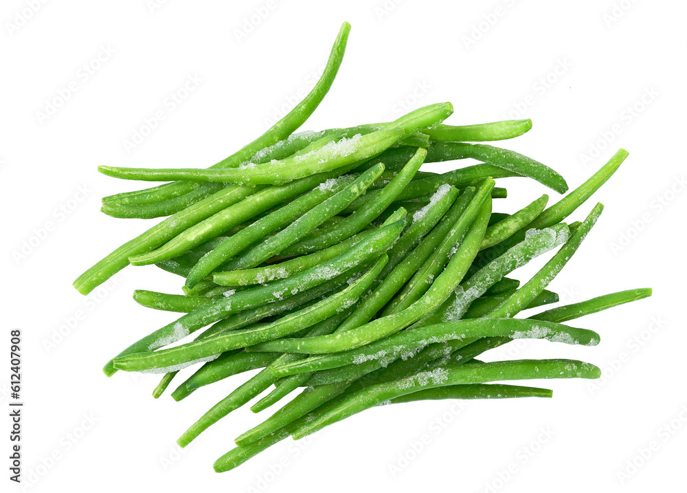 frozen green beans isolated isolated on a white background. frozen green beans isolated isolated on a white background.