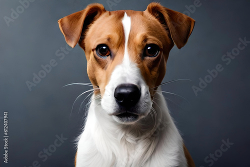 Jack Russell Terrier on gray background