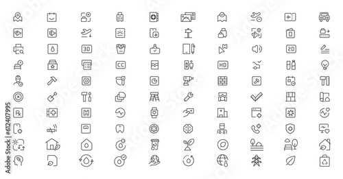 Mega set of icons in trendy line style. ui ux, ecology, real estate, transport, Business, ecommerce, finance, accounting. Big set Icons collection. Vector illustration