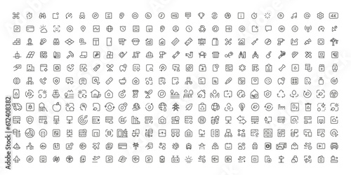 Mega set of icons in trendy line style. ui ux, ecology, real estate, transport, Business, ecommerce, finance, accounting. Big set Icons collection. Vector illustration
