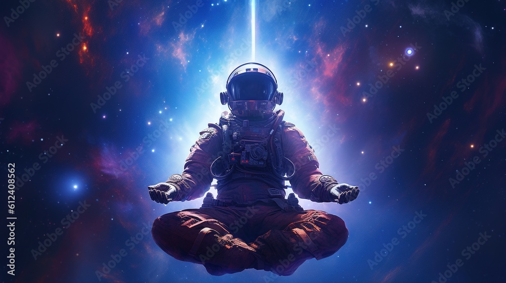 artistic astronaut surrounded by stars and planets. Generative ai. artistic astronaut surrounded by stars and planets. Generative ai.