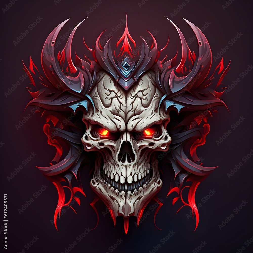 Skull simple mascot logo illustration, ai generated