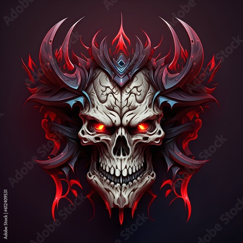 Skull simple mascot logo illustration, ai generated