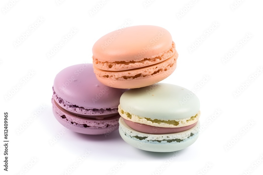 Colorful macaroons isolated on white background, ai generated Colorful macaroons isolated on white background, ai generated