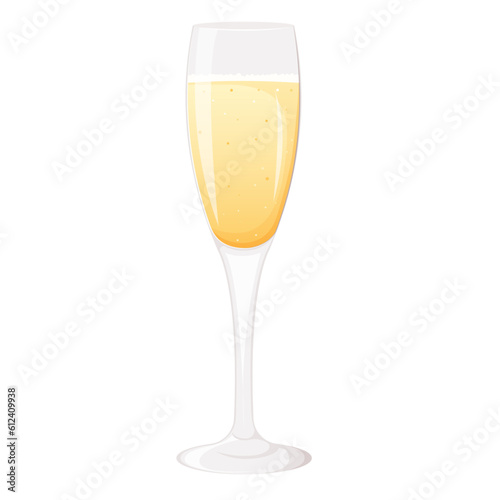 a glass of champagne isolated on white background.