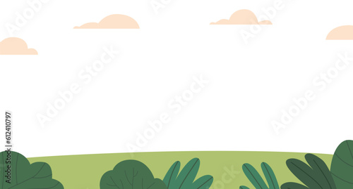 Vibrant And Cheerful Cartoon Landscape Depicting A Summer Field, Filled With Lush Green Grass, And A Clear Blue Sky