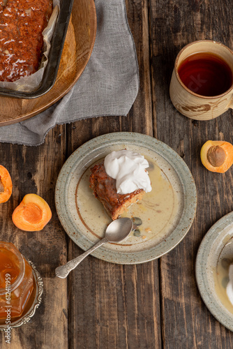 Malva pudding is a traditional South African dessert that is typically served warm and accompanied by a creamy sauce or custard. It is a sweet and sticky sponge pudding with a caramelized texture and 
