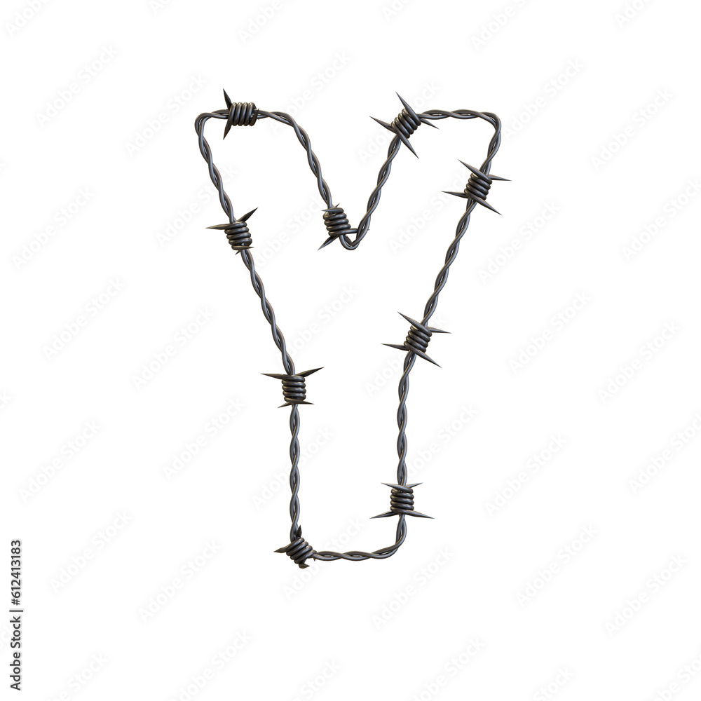 Barbed Wire 3D Alphabet or PNG Letters