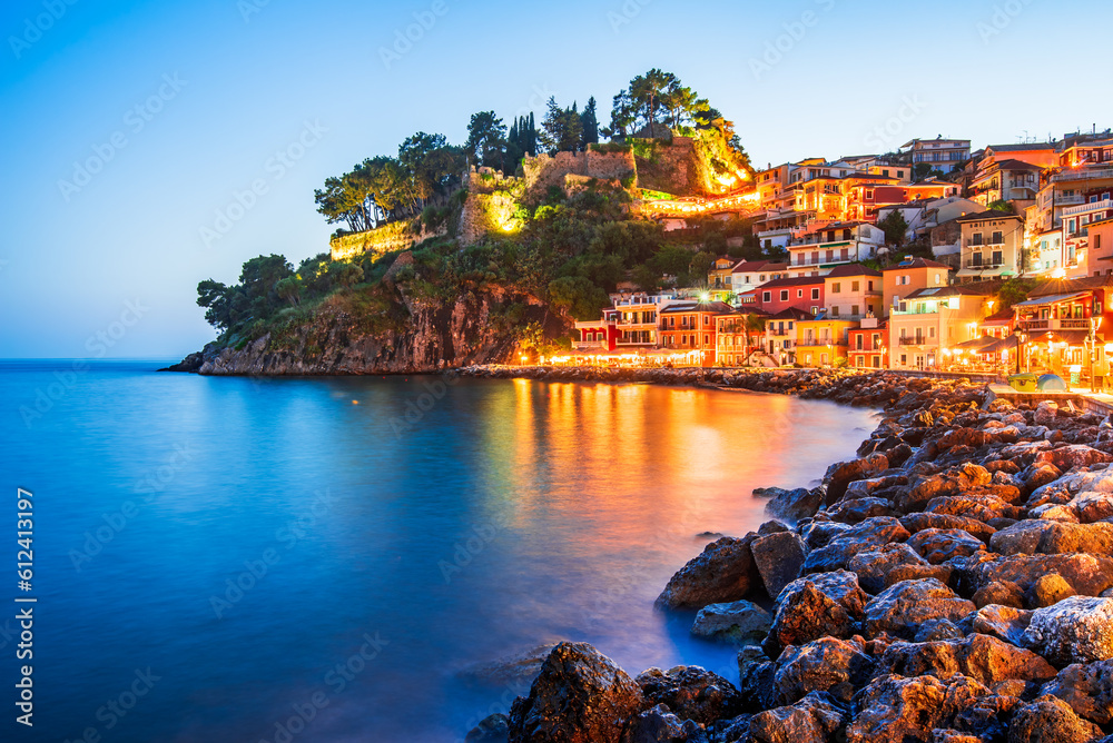 Parga, Greece. Beautiful colorful coastal town in Epirus, Greek holidays.