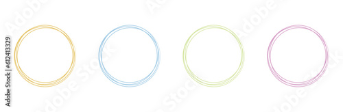 Pastel Colored Scribble Doodle Round Circle Frame