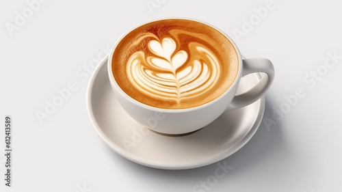 cup of coffee , latte art Heart isolated on white background , generative ai